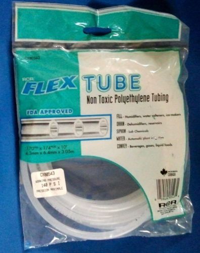 RCR Flex Tube Non Toxic Polyethylene Tubing .170&#034; IDx1/4&#034; ODx10&#039; Ice Maker