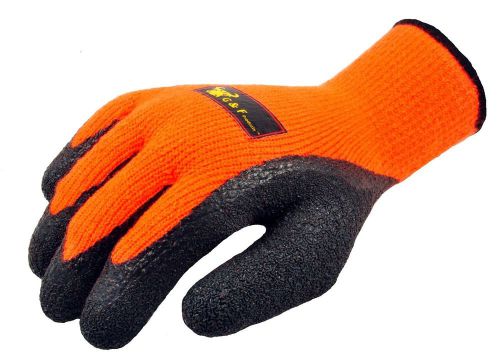 G &amp; F  Winter Grip Master Heavy Textured, High Visibility Latex Coated Gloves, L