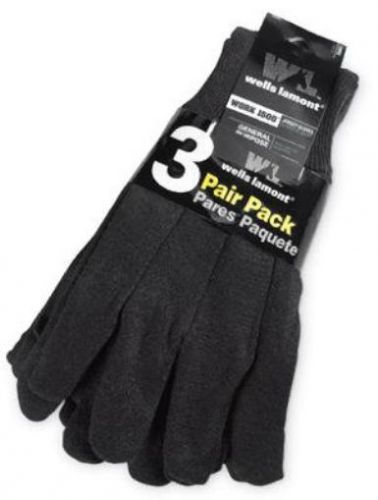 Wells Lamont 508LF Mens Cotton Gardening Gloves with Straight Thumb  Large  3-Pa