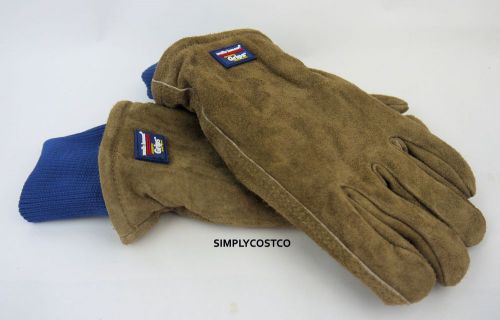 2 Pr Wells Lamont Grips Thermal Insulated Thinsulate Work Gloves Leather Suede L