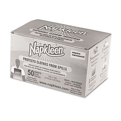 Napkleen Disposable Bibs, 2-ply Tissue, 1-ply Poly, 13 x 18, White, 50/Box
