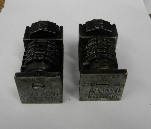 Two Vintage Letterpress &#034;American&#034; 5-Digit Numbering Machines (E109)