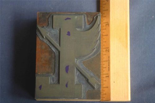 Letterpress printing block letter l with wings and arrow    (008) for sale