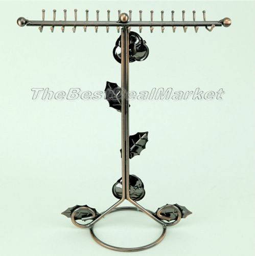 Multi-Purpose Necklace Jewelry Display Stand Holder Metal Flower Bronze 23059