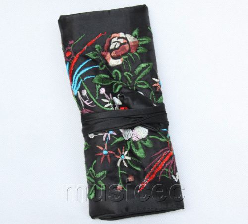 handmade embroider silk black colors Jewelry bags pouches roll T779A11