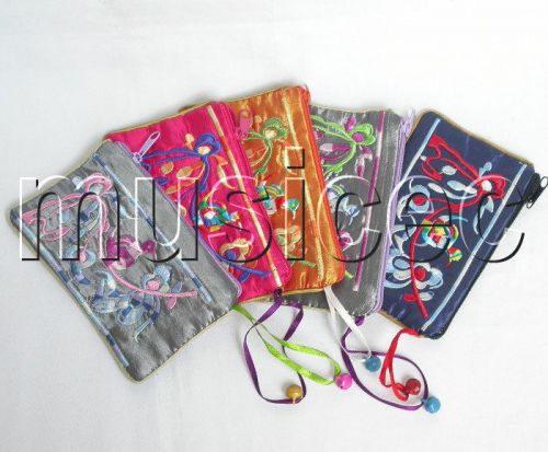 5piece Multicolor zipper embroider silk Jewelry bags handbag pouches T305A6