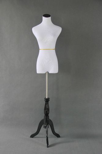 FROM 5&#039; TO 5&#039;10&#034; TALL 35&#034;26&#034;34 WHITE MANNEQUIN DRESS FORM W/BLACK WOOD TRIPOD M