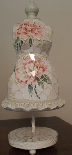 Beautiful Rose Dressed Mosaic Mannequin on Pedestal