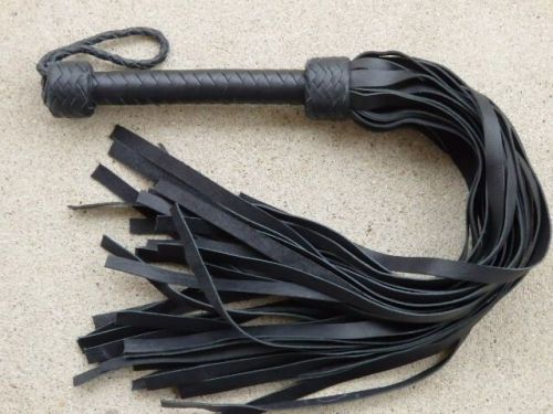 New mr thuddy black leather flogger 36 tails - amazing horse training tool ind2 for sale