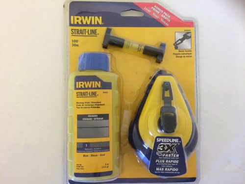 New irwin strait-line 64494lp chalk line reel w/chalk,100&#039; / 30m 4 oz + level for sale