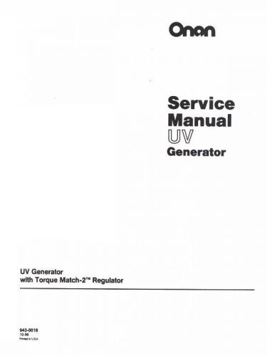 ONAN UV Generator Torque Match Regulator Service Manual