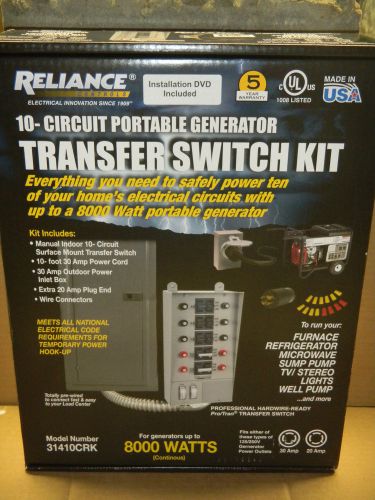 New reliance 10-circuit portable generator power transfer switch kit #31410crk for sale
