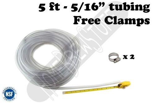 Beverage tubing 5/16&#034; 5&#039; free clamps, kegerator draft beer, homebrew home brew for sale