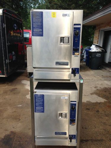 2 cleveland 22cgt66.1 - two cleveland steamchef 6 convection steamers w/ stand for sale