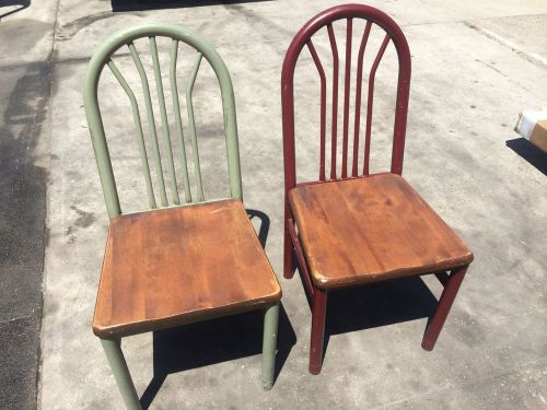 RESTAURANT CHAIRS, HEAVY DUTY METAL WITH WOOD SEAT