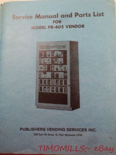 c.1965 Publishers Vending Service PB-405 Vendor Service Manual Vintage Original