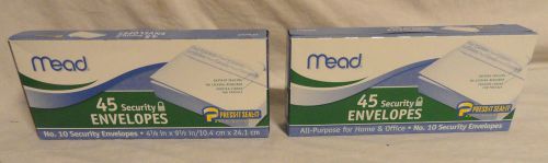 MEAD,2 BOXES OF 45 CT EACH = 90, #10 PRESS&amp;SEAL SECURITY ENVELOPES,NEW FREE SHIP