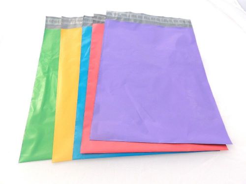 100 -9&#034; x 12&#034; Green, Yellow, Blue, Pink, and Purple Flat Poly Postal Mailer Bags