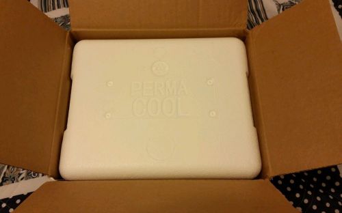 Permacool insulated styrofoam cooler shipping container 11 x 9 x 10 w/ice packs for sale