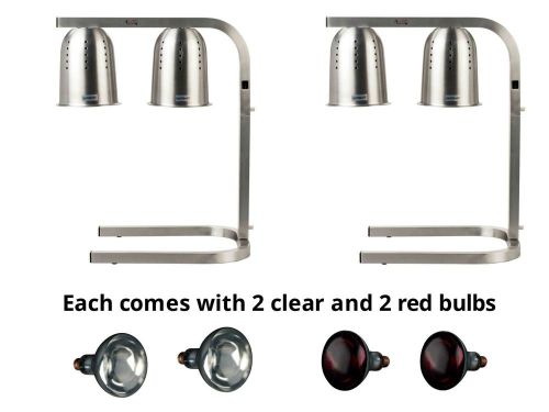 Set of 2 Commercial  Avantco Free Standing 2 Bulb Heat Lamp / Food Warmer