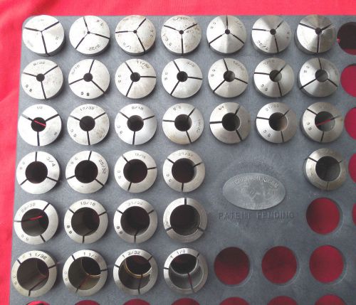 5c collet set  34 pcs.  internal threads with rack  very good condition for sale