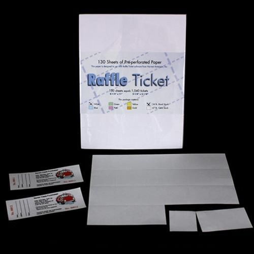 Ticket Making Paper - Bright White 24lb., 8 Tickets Per Sheet with Stubs - 1,040