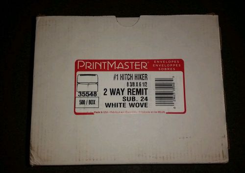 500 PRINTMASTER WHITE WOVE 8-3/8&#034;x6 1/2&#034; 2 WAY REMITTANCE ENVELOPES 35548