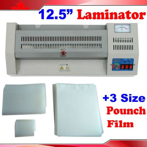 12.5&#034; Cold Hot Roll Laminator+3Size 300Pk Glossy 5Mil PVC Pouch Film