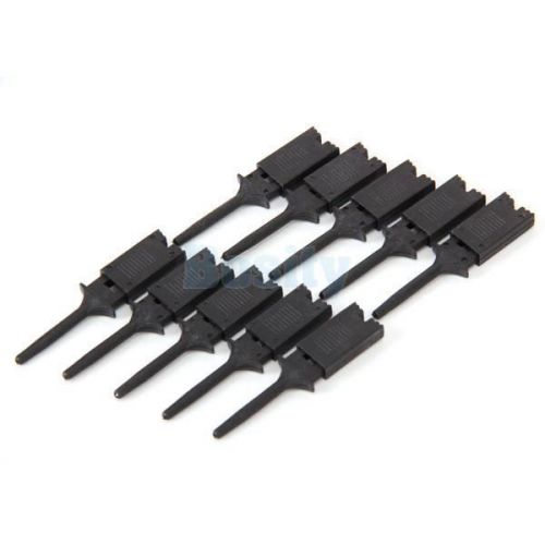 10pcs Spring Loaded Grabber SMD IC Test Hook Probe Clip for Multimeter Black 2&#034;