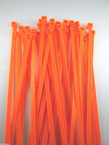 CABLE TIES WIRE TIES FLUORESCENT ORANGE NYLON 7&#034;  LOT OF 100 NEW MADE IN USA