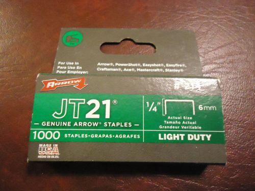 1 Pack of ARROW JT21 1/4&#034; 6mm Staples #214 Light Duty 1000 PCS MADE IN THE USA