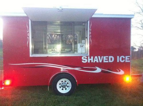 Red 6x12 sno pro shaved ice trailer and package for sale