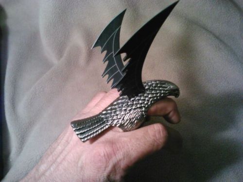 New 4&#034;X4&#034;X4&#034; Eagle Ring wings blades knifes dagger sword sharp steel metal