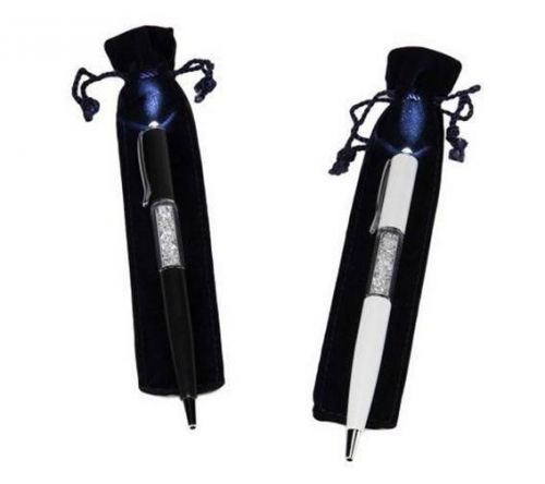 Set of 2 Crystal Filled Pens with Flashlight Tip by Lori Greiner BLACK &amp; WHITE