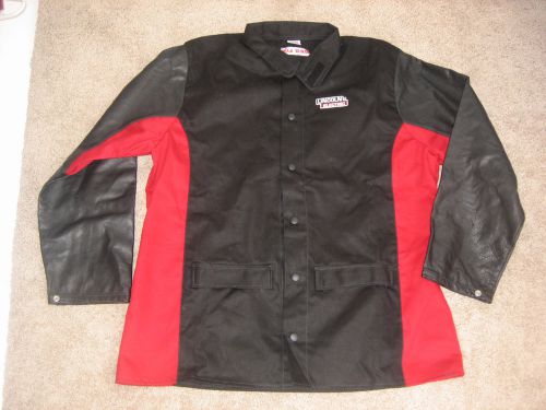 Lincoln Electric shadow grain leather sleeved jacket size XXL