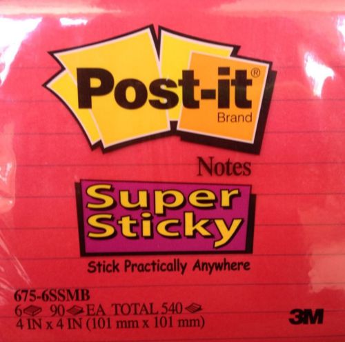 Post-it Super Sticky Recycled Notes 675-6SSMB: 4 in x 4 in (101 mm x 101 mm)
