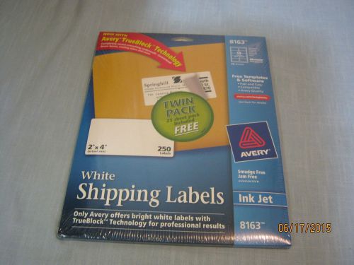 AVERY INK JET WHITE SHIPPING LABELS 2&#034; X 4&#034; #8163 New Sealed