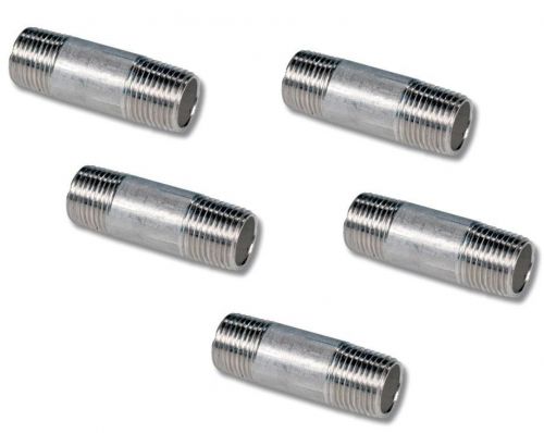 5 pack 304 stainless steel pipe nipple 1/8&#034; npt mnpt x 4&#034; long lead &amp; brass free for sale