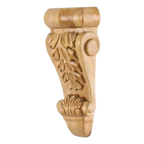 One-  2-3/4&#034; x 1-3/8&#034; x 6&#034; Low Profile, Small Wood Corbel with Acanthus Detail