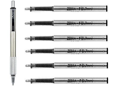 Zebra F-701 Stainless Steel Ballpoint Retractable Pen &amp; Ballpoint F-Refills
