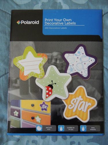 Polaroid - 240 LABELS Inkjet Decorative &#034;STAR&#034; Shaped Adhesive Print-Your-Own