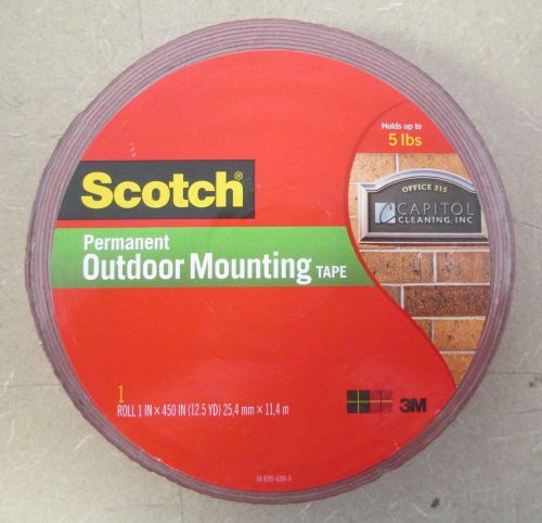 Scotch Permanent Outdoor Mounting Tape 1&#034; x 450&#034; (4011-LONG) 5 lbs