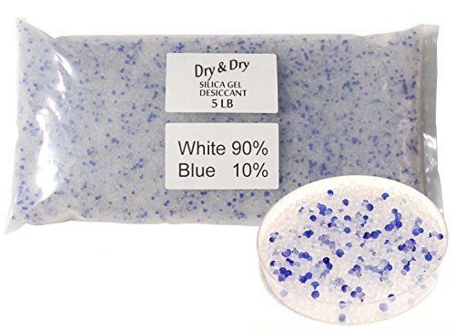5 lbs indicating &#034;dry&amp;dry&#034; silica gel beads mixed blue for air dryer - bulk new for sale