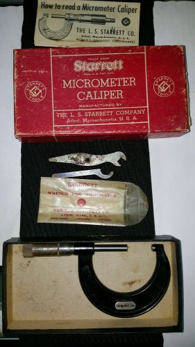 Antique No. 436 Starrett 1&#034; to 2&#034; Micro Caliper Micrometer w/ Box &amp; Instructions