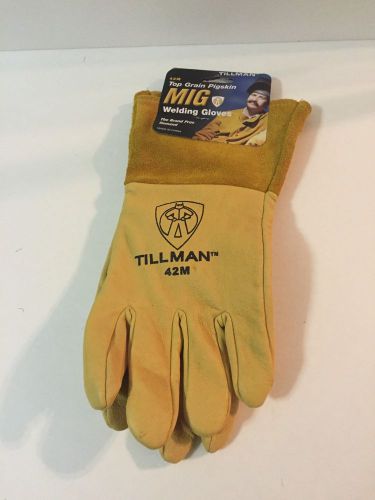 Tillman 42 top grain pigskin foam lined thumb strap mig welding gloves, medium for sale