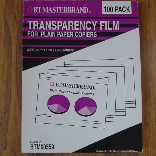 BT Masterbrand BTM00559 Transparency Film for Plain Paper Copiers, Clear