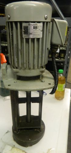 Graymills submersible coolant pump motor, # mt, 1 hp, 230/460, mfg&#039;d 2007, used for sale
