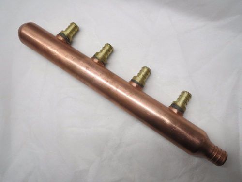 4-Port PEX Copper Manifold 1/2&#034;-Branch 3/4&#034;-inlet Closed