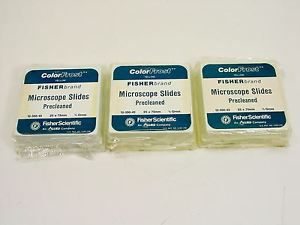 Fisher 12-550-43 YELLOW Precleaned Microscope Slides - Lot of 3 Boxes
