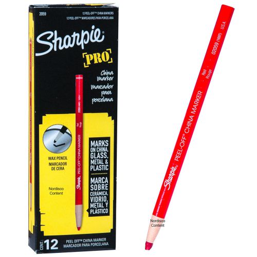 Sharpie Pro Red Peel Off China Marker, Grease Pencil, 02059 169T, Box of 12